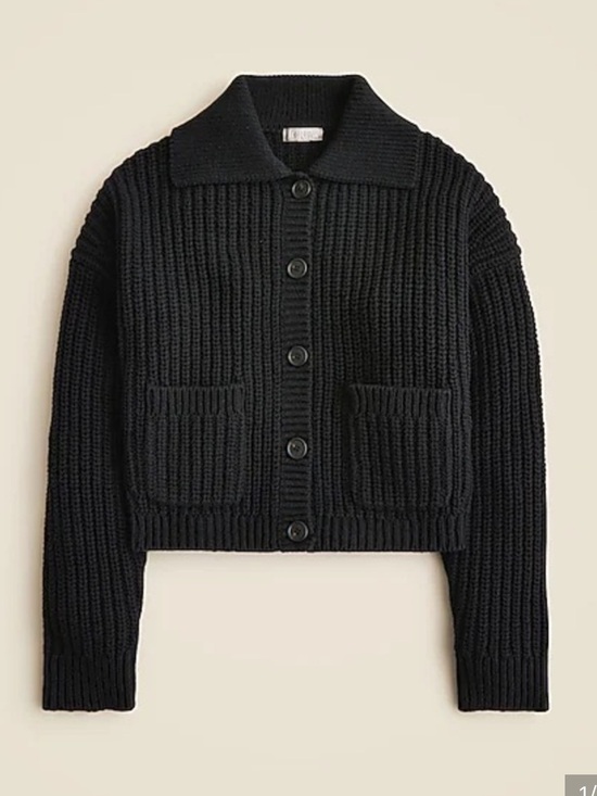 J. Crew Sweaters - J Crew Black Cotton Blend Cardigan with Collar